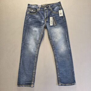 True Luck Men's Stretch Straight Denim Blue Jeans Size 34x30 NWT